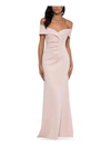 X BY XSCAPE WOMENS GATHERED OFF-THE-SHOULDER EVENING DRESS
