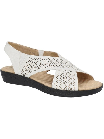 Easy Street Claudia Womens Laser Cut Cushiond Flatform Sandals In White