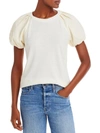 7 FOR ALL MANKIND WOMENS MIXED MEDIA PUFF SLEEVES PULLOVER TOP