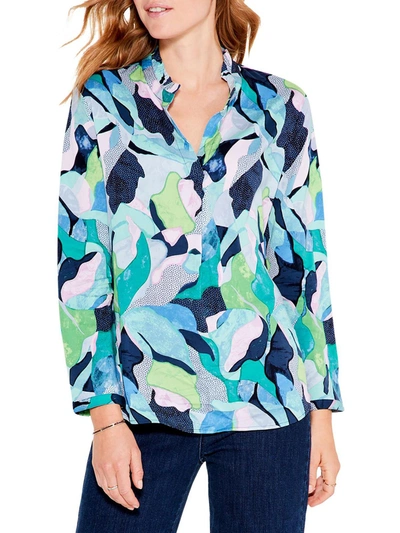 Nic + Zoe Frozen Tundra Abstract-print Tunic Top In Green