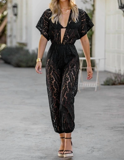 Luli Fama Ready To Wear Lace Jumpsuit In Black