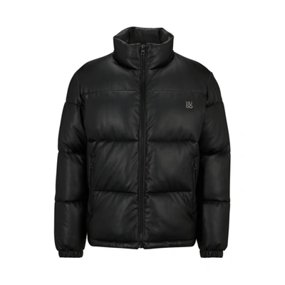 Hugo Regular-fit Padded Jacket In Faux Leather In Black