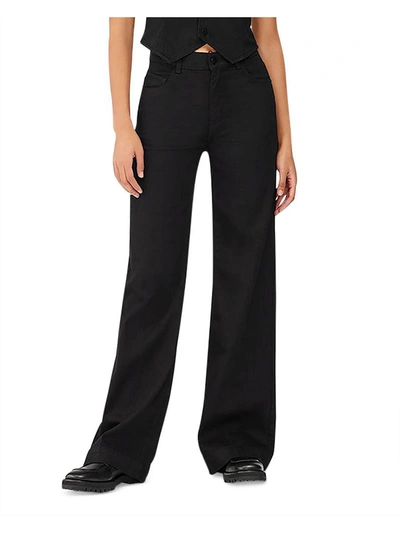 Dl1961 Hepburn Womens Denim High Rise Wide Leg Jeans In Black