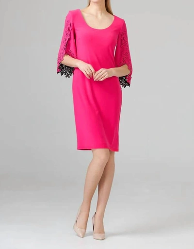 Joseph Ribkoff Lazer Cut Sleeve Dress In Pink