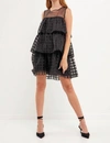 English Factory Grid Pattern Tiered Organza Minidress In Black