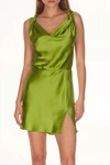 Amanda Uprichard Ison Silk Dress In Aloe In Gold