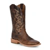 CORRAL MEN'S MOKA EMBROIDERY WIDE SQUARE TOE RODEO COLLECTION WESTERN BOOTS IN BROWN