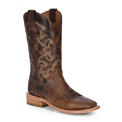 Corral Men's Moka Embroidery Wide Square Toe Rodeo Collection Western Boots In Brown