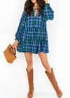 Show Me Your Mumu Ainsley Mini Dress In Green Plaid In Multi