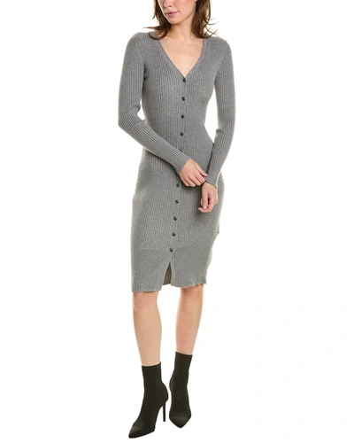 Donna Karan Button Front Sweaterdress In Grey