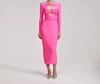 Self-portrait Cutout Jersey Midi Dress In Pink