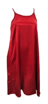 PJ HARLOW RUBY SATIN KNEE LENGTH GOWN WITH SPAGHETTI STRAPS & GATHERED BACK