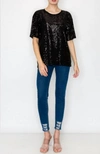 Origami Sequin Top In Black In Black