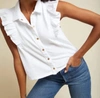 NATION LTD ARCHER RUFFLED BUTTON UP TOP IN OPTIC WHITE