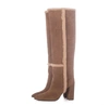 TORAL ALTEA TALL SUEDE BOOTS WITH SHEARLING DETAILS IN WHISKY-COLOURED SUEDE