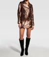 As By Df Elodie Upcycled Leather Moto Jacket In Gold