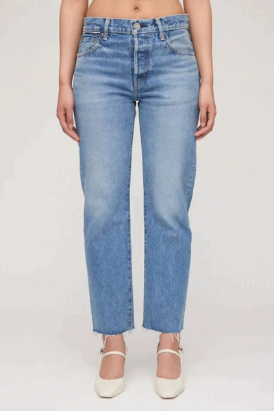 Moussy Westchase High Waist Ankle Straight Leg Jeans In Blue