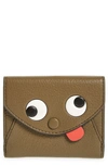 Anya Hindmarch Mini Eyes Leather Card Case In Fern/ Clementine