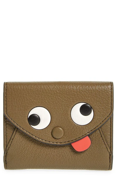 Anya Hindmarch Mini Eyes Leather Card Case In Fern/ Clementine