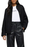 River Island Oversize Textured Bomber Jacket In Black