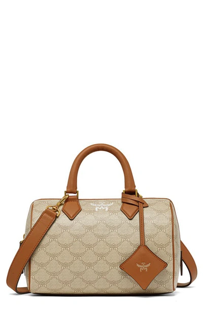 Mcm Ella Small Lauretos Boston Bag In Beige