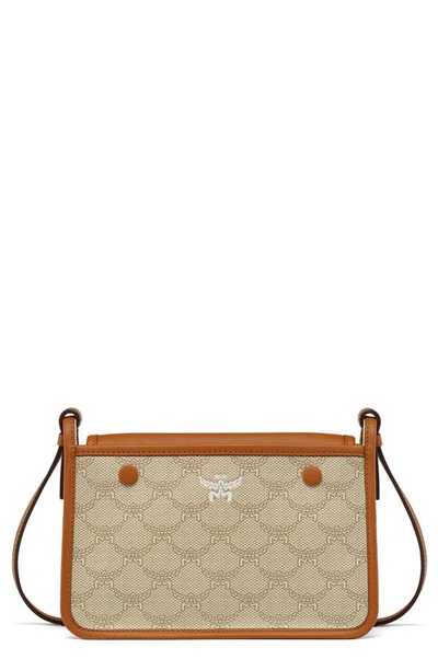 Mcm Lauretos Monogram Pouch Crossbody Bag In Oatmeal