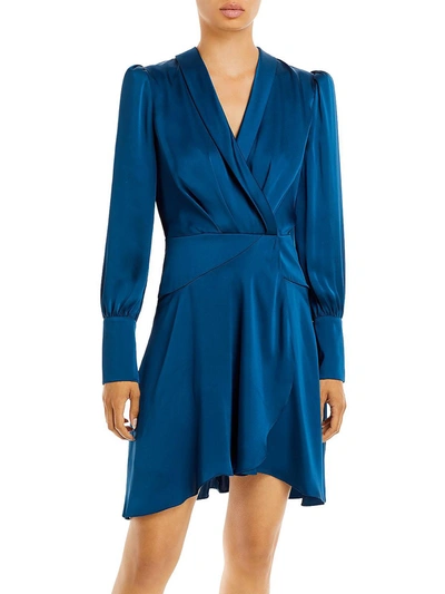 Bcbgmaxazria Faux Wrap Shirt Dress In Poseidon