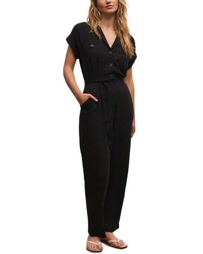 Z Supply Farah Linen-blend Jumpsuit In Black