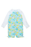 Snapper Rock Lemon Drops Long Sleeve Sun Romper In Blue Yellow Multi