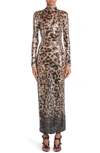 TOM FORD SEQUIN LEOPARD PRINT LONG SLEEVE GOWN