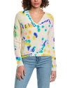 MINNIE ROSE FRAYED PRINTED TIE-DYE CASHMERE SWEATER