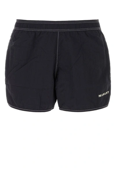 Isabel Marant Vicente Logo Embroidered Swim Shorts In Black