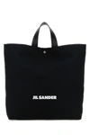 JIL SANDER JIL SANDER WOMAN BLACK CANVAS SHOPPING BAG
