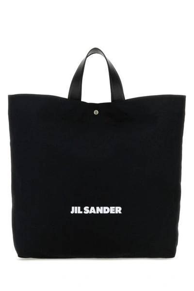 Jil Sander Woman Black Canvas Shopping Bag
