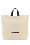 Jil Sander Leather Handles Canvas Tote In Brown
