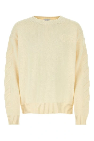 OFF-WHITE OFF WHITE MAN IVORY STRETCH COTTON BLEND OVERSIZE SWEATER