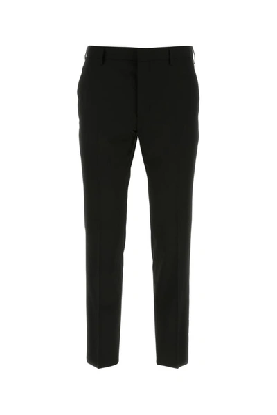 Prada Contemporary Black Wool Stretch Trousers For Men | Fw23