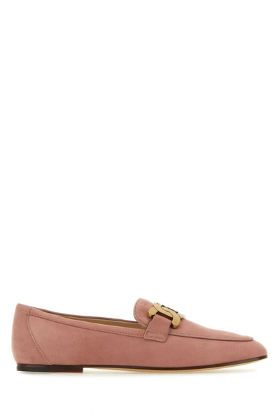 Tod's Antiqued Pink Suede Kate Loafers