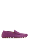 TOD'S TOD'S WOMAN PURPLE SUEDE GOMMINO LOAFERS