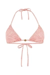 Versace Barocco Patterned Bikini Top In Stretch Polyester In Pink