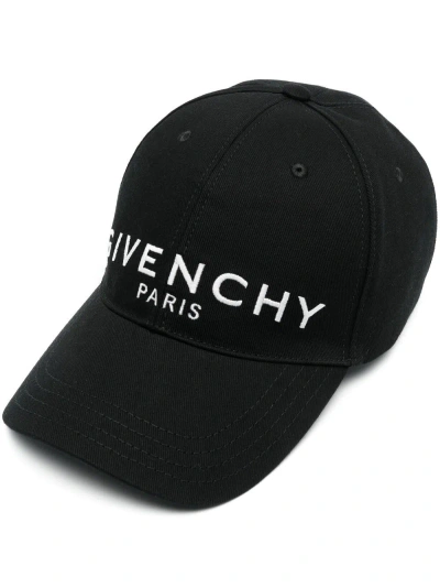 Givenchy Logo Cotton Baseball Cap In Black