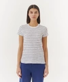 Atm Anthony Thomas Melillo Slub Jersey Schoolboy Crew Neck Tee In White/ Grey Stripes