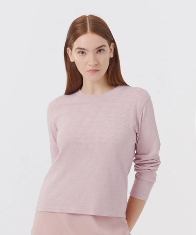 Atm Anthony Thomas Melillo Slub Jersey Long Sleeve Crop Tee In Pink Lilac