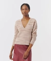 Atm Anthony Thomas Melillo Space Dye V-neck Sweater In Mocha