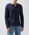 Atm Anthony Thomas Melillo Classic Jersey Long Sleeve Henley In Midnight