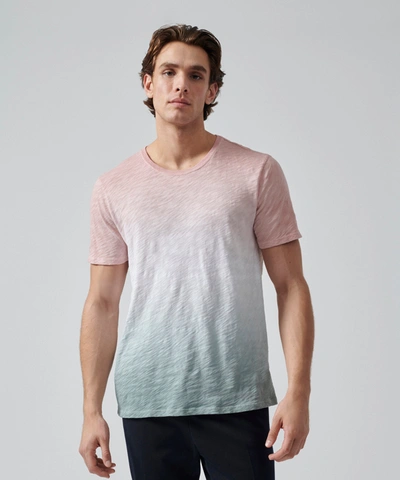 Atm Anthony Thomas Melillo Slub Jersey Crew Neck Tee In Oyster Pink/ White/ Surf Green