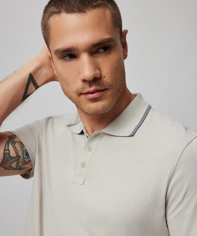 Atm Anthony Thomas Melillo Classic Jersey Short Sleeve Polo With Tipping In Dove Grey