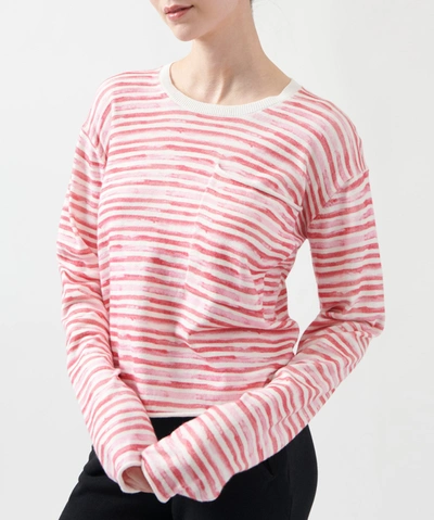 Atm Anthony Thomas Melillo Cotton Cashmere Crew Neck Sweater In French Rose Combo