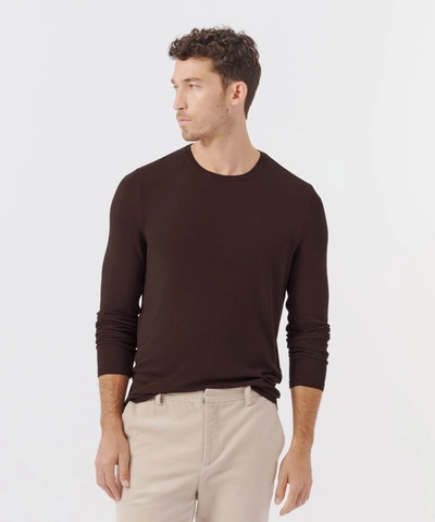 Atm Anthony Thomas Melillo Cashmere Long Sleeve Crew Neck Sweater In Chocolate