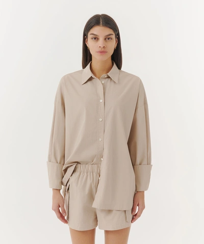 Atm Anthony Thomas Melillo Cotton Poplin Long Sleeve Oversized Shirt In Linen